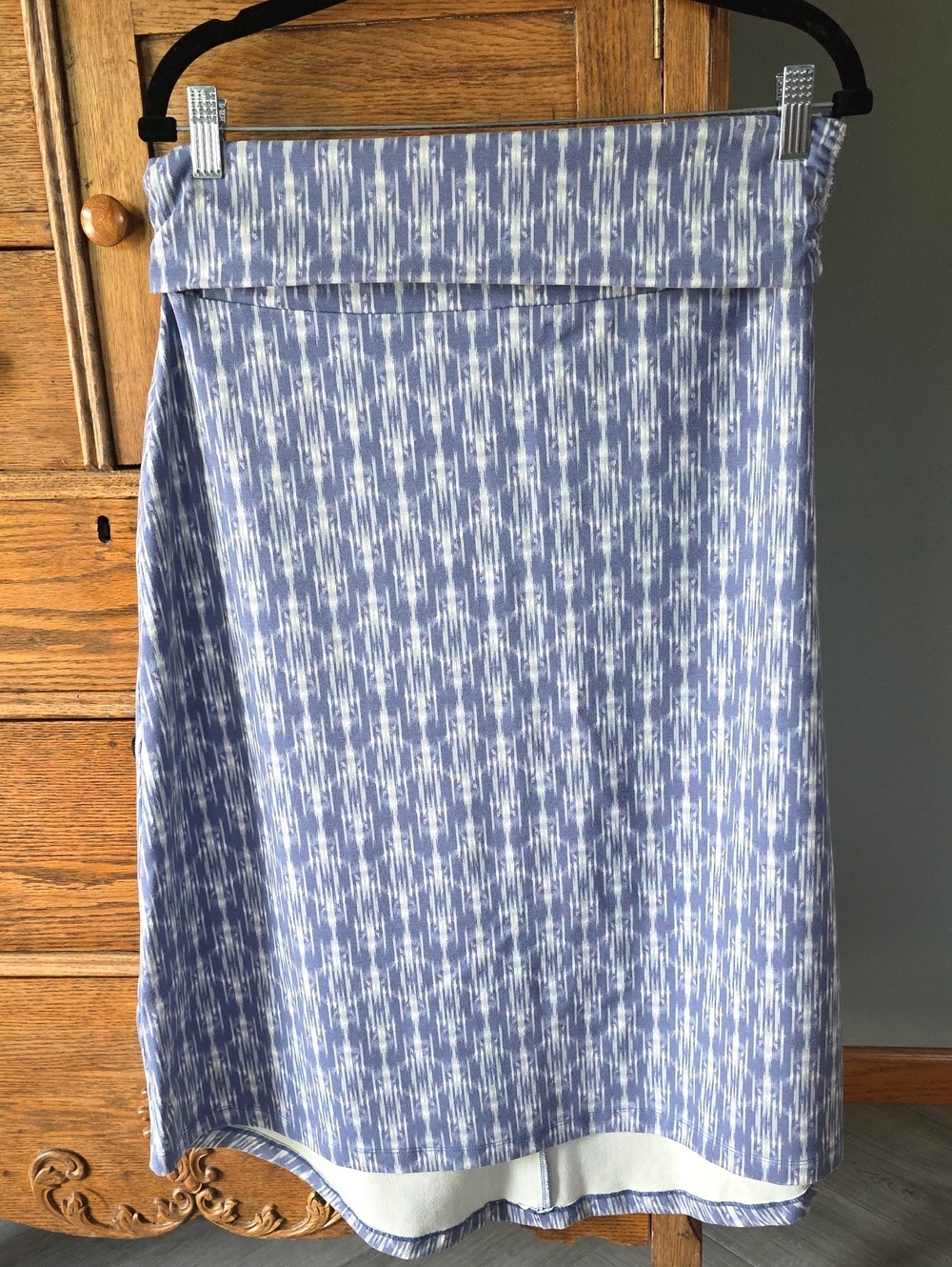 Eddie Bauer Blue Patterned High-Low Skirt